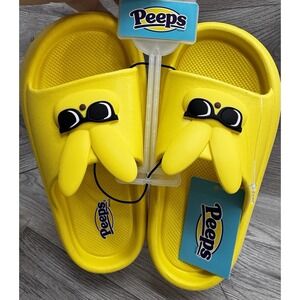 Peeps Kid's Slides Yellow Size 4-5 NWT Easter Fun Shoes Sandals